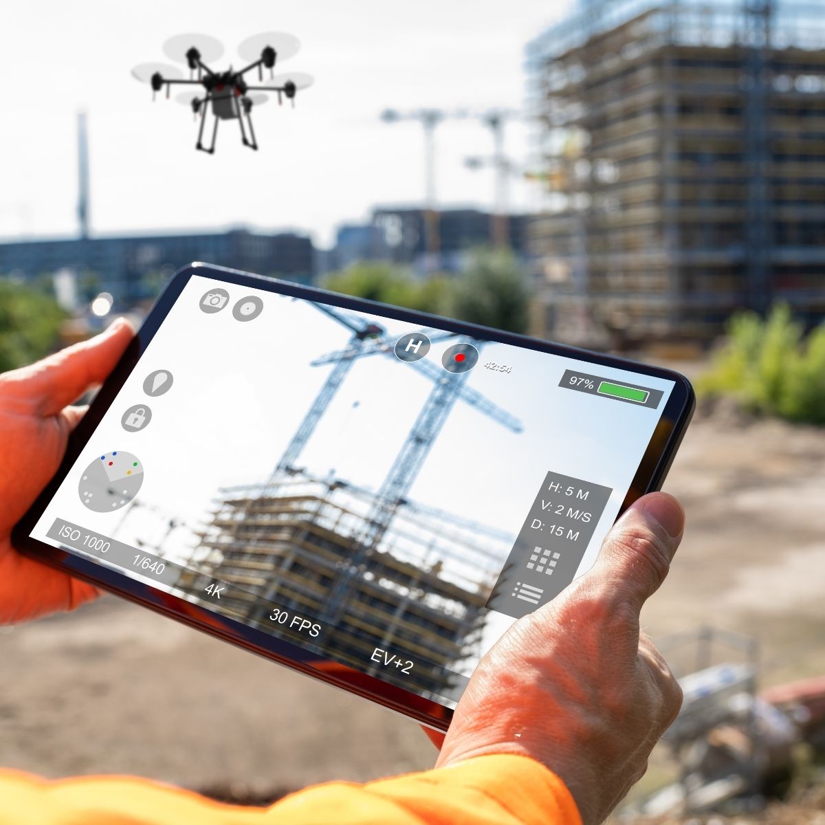 Pilote de drone de surveillance effectuant une surveillance de sécurité privée. Agent de sécurité privé en surveillance drone